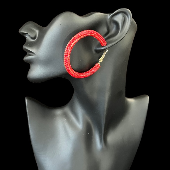 Red crystals - Rhinestones Hoops - Picture 1 of 2